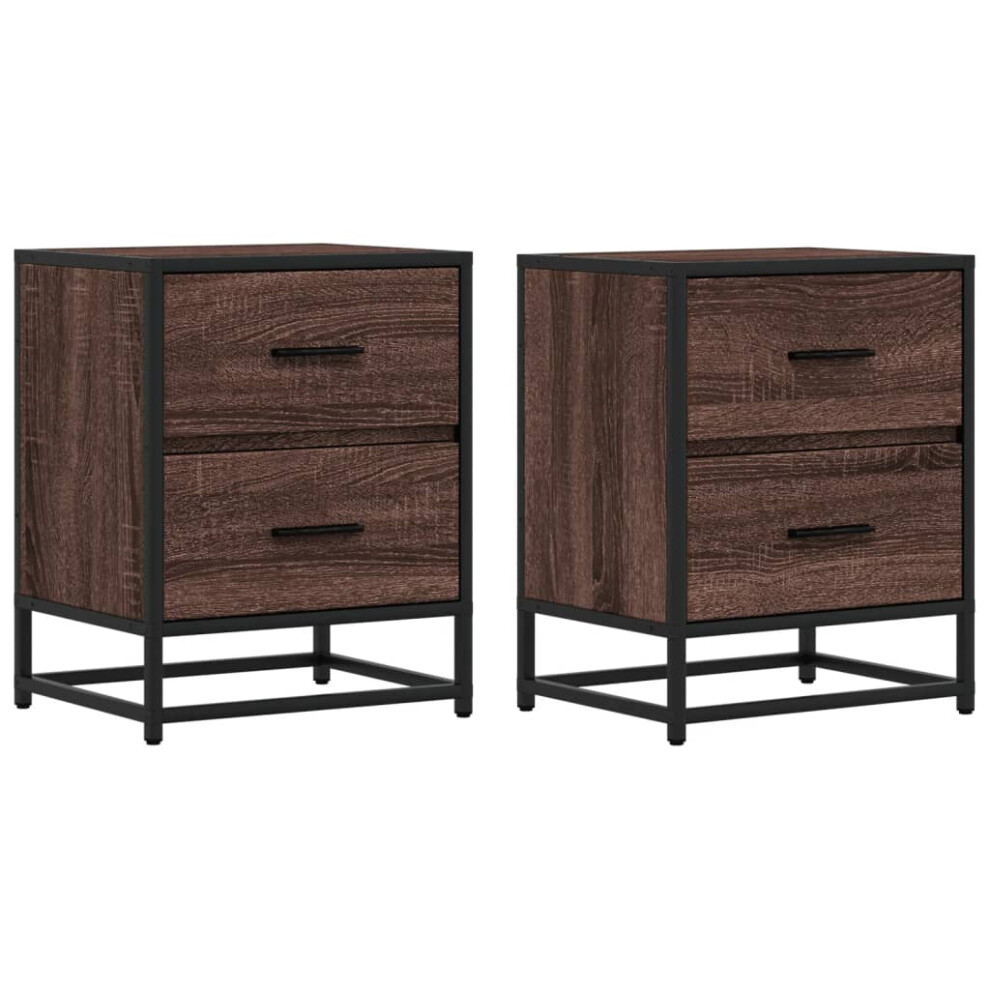 (brown oak, 2 pcs) vidaXL Bedside Cabinets Nightstand Bed Table Engineered Wood