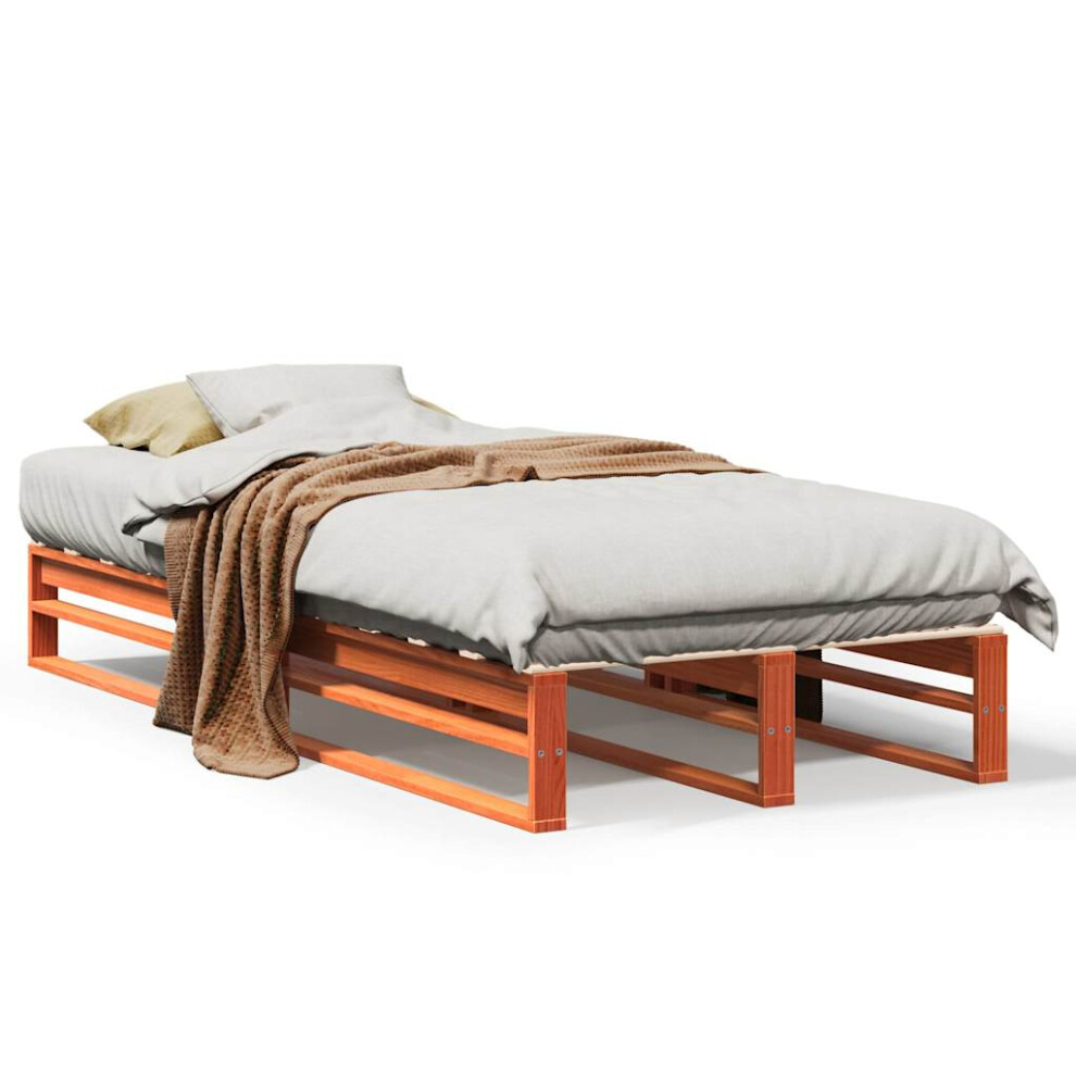 Vidaxl (Wax Brown) Bed Frame Bedroom Home Bedstead Bed Base Solid Wood Pine