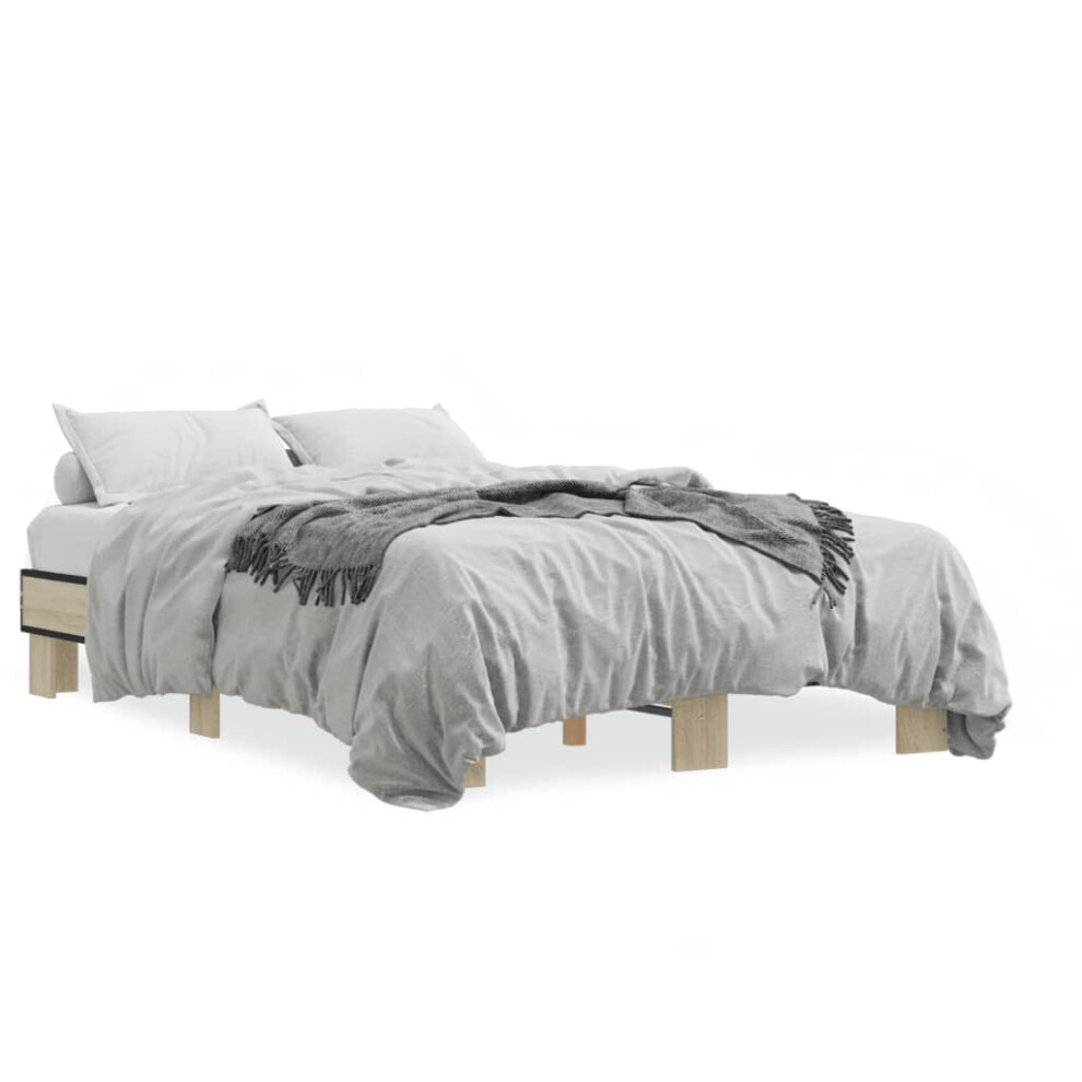 Vidaxl (Sonoma Oak, 120 X 200 Cm) Bed Frame Engineered Wood And Metal