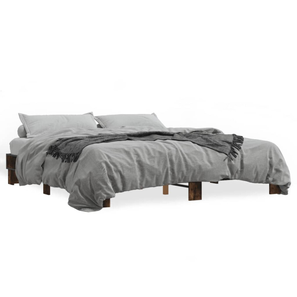 (smoked oak, 200 x 200 cm) vidaXL Bed Frame Engineered Wood and Metal