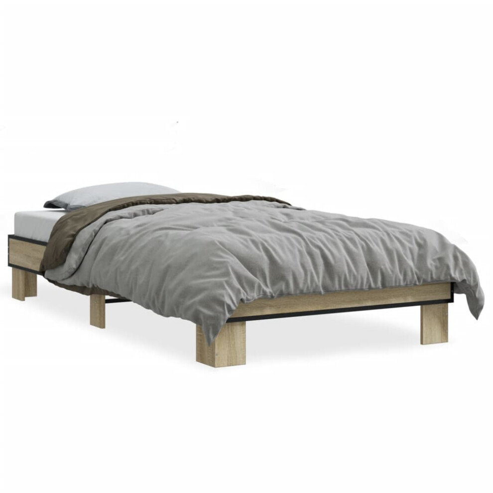 (sonoma oak, 100 x 200 cm) vidaXL Bed Frame Engineered Wood and Metal