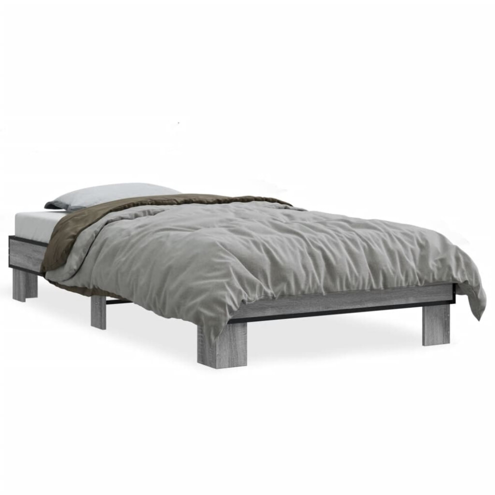 Vidaxl (Grey Sonoma, 90 X 200 Cm) Bed Frame Engineered Wood And Metal