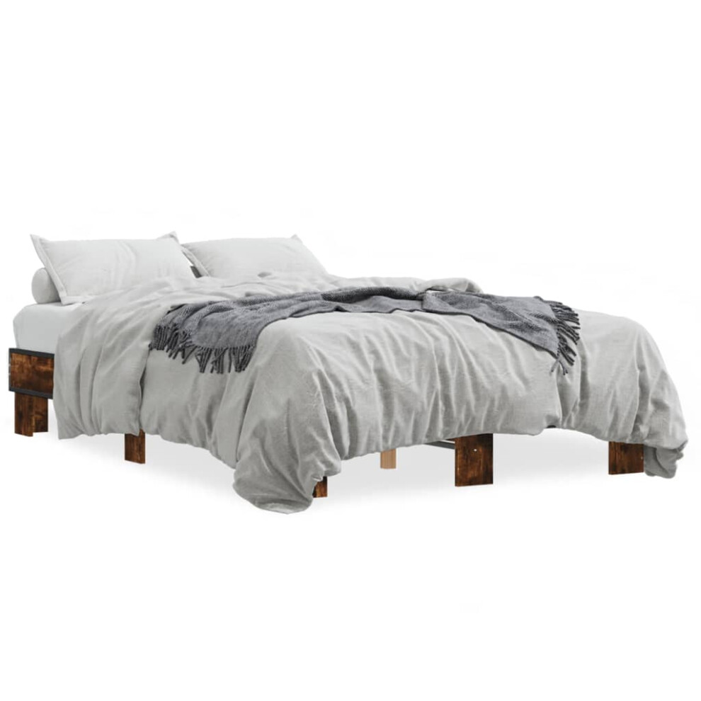 Vidaxl (Smoked Oak, 120 X 200 Cm) Bed Frame Engineered Wood And Metal