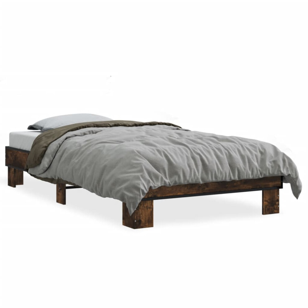 Vidaxl (Smoked Oak, 75 X 190 Cm) Bed Frame Engineered Wood And Metal