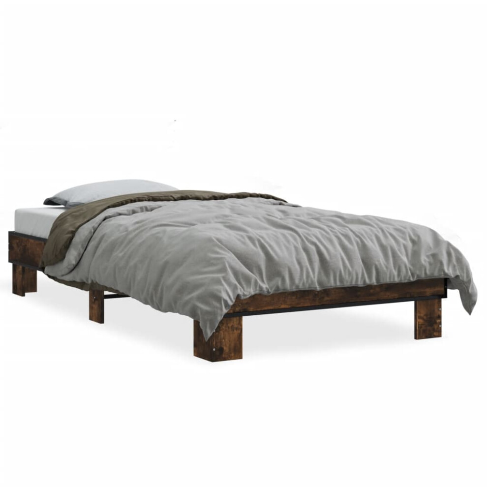 (smoked oak, 75 x 190 cm) vidaXL Bed Frame Engineered Wood and Metal