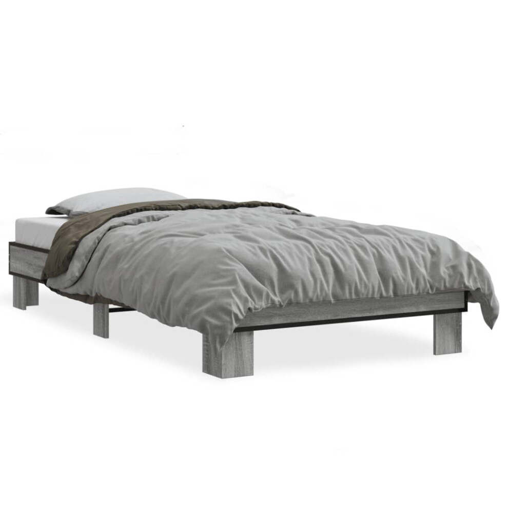 (grey sonoma, 90 x 190 cm) vidaXL Bed Frame Engineered Wood and Metal