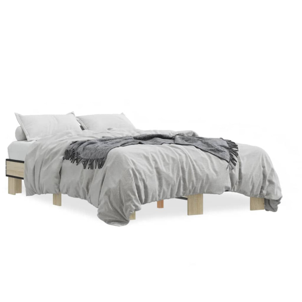 Vidaxl (Sonoma Oak, 120 X 190 Cm) Bed Frame Engineered Wood And Metal