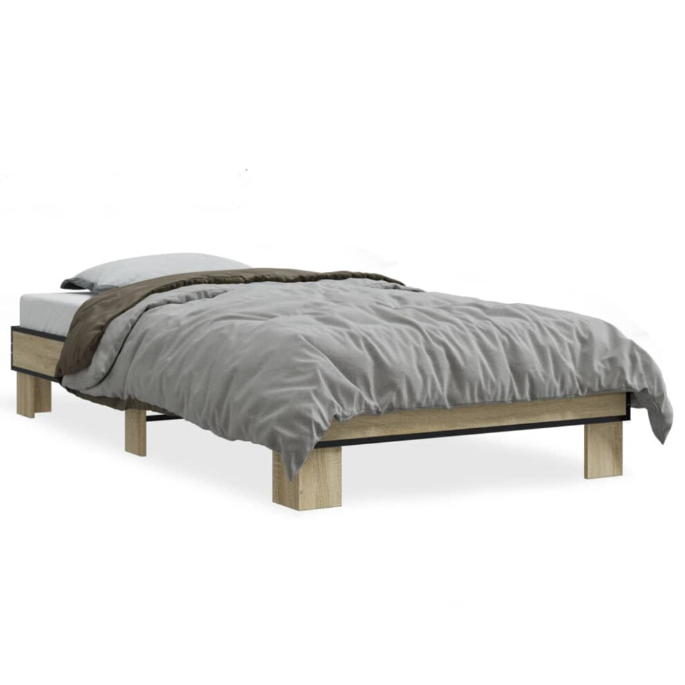 (sonoma oak, 90 x 190 cm) vidaXL Bed Frame Engineered Wood and Metal