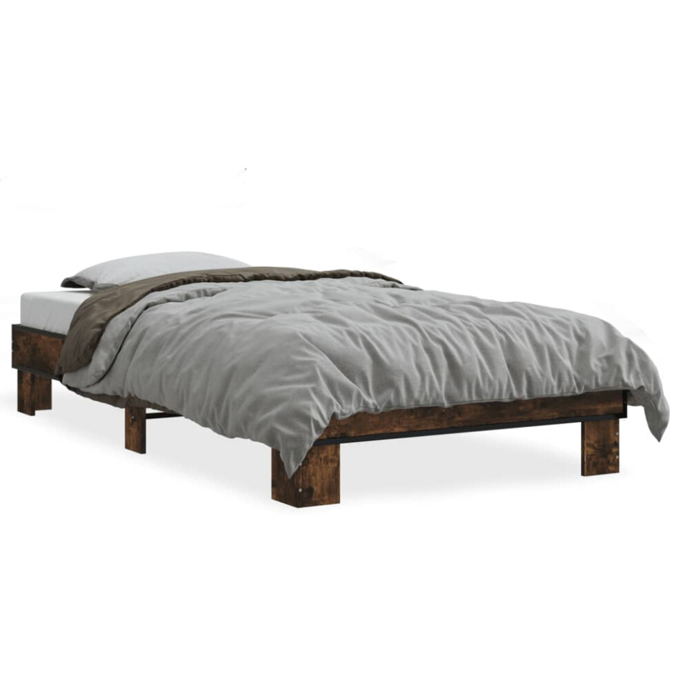 (smoked oak, 100 x 200 cm) vidaXL Bed Frame Engineered Wood and Metal