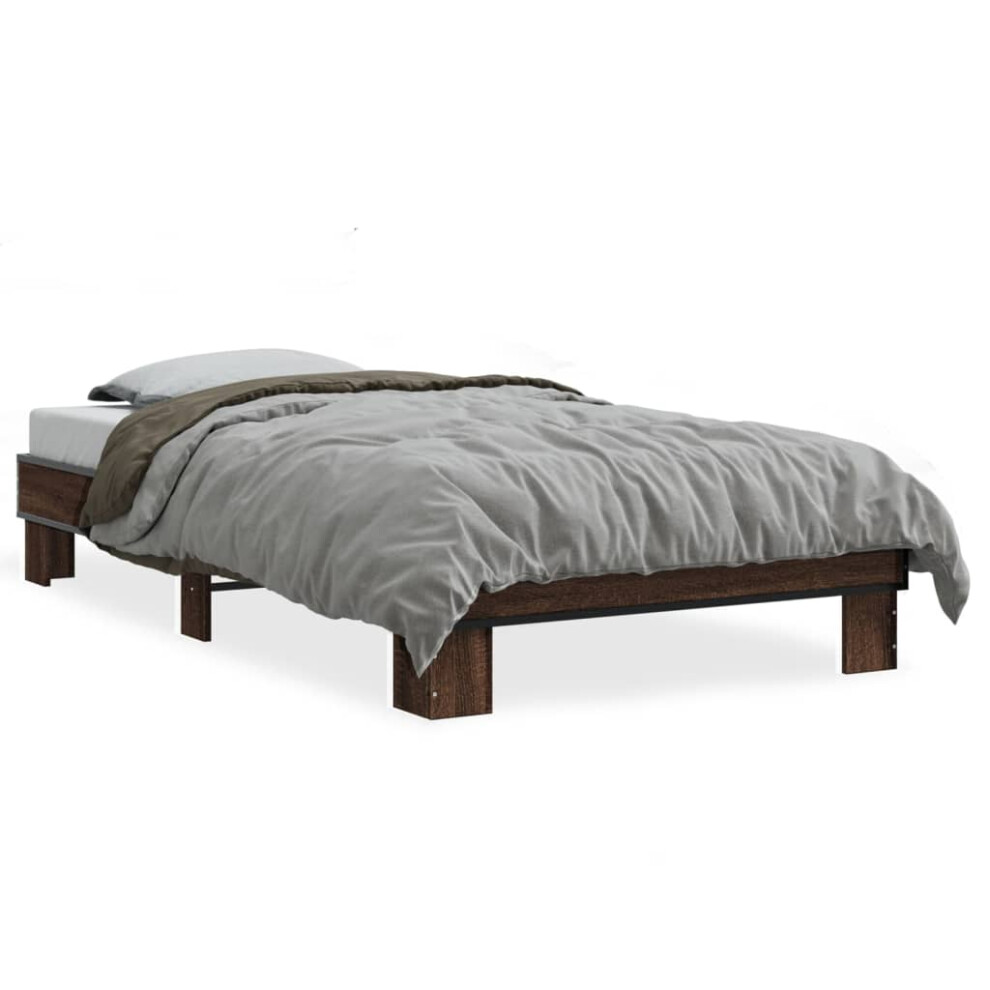 Vidaxl ( Oak, 75 X 190 Cm) Bed Frame Engineered Wood And Metal Brown
