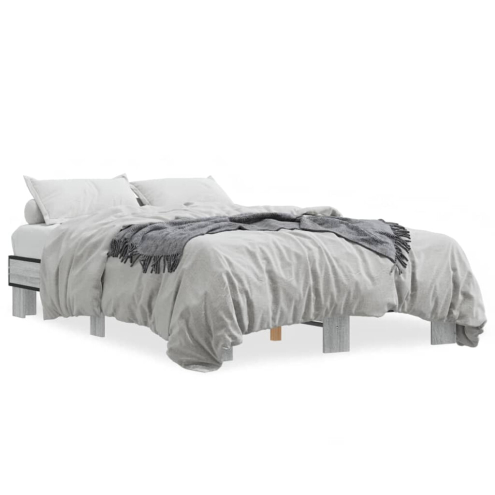 Vidaxl (Grey Sonoma, 140 X 200 Cm) Bed Frame Engineered Wood And Metal