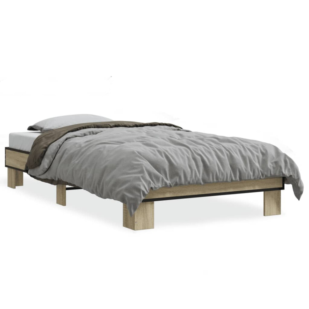 (sonoma oak, 75 x 190 cm) vidaXL Bed Frame Engineered Wood and Metal