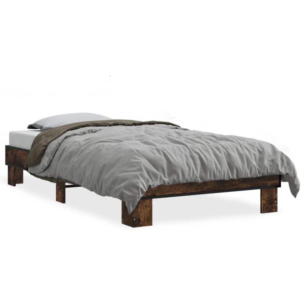 (smoked oak, 90 x 190 cm) vidaXL Bed Frame Engineered Wood and Metal