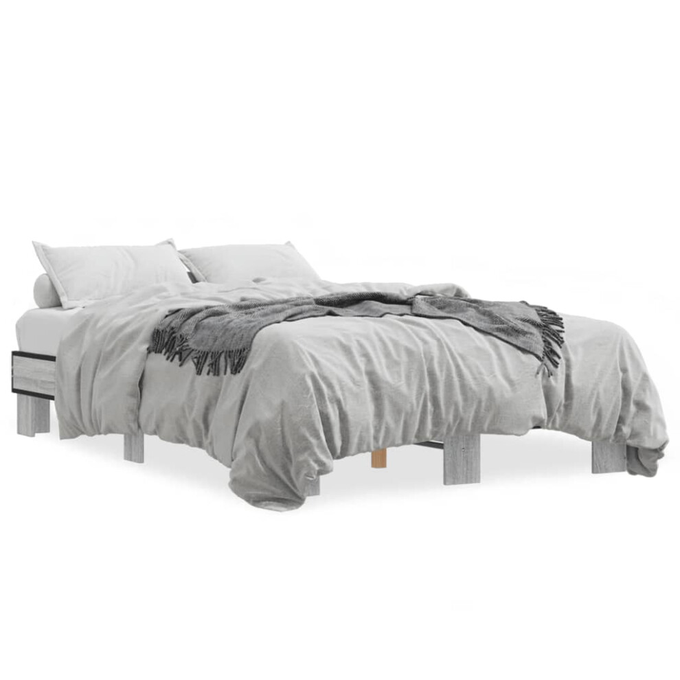 Vidaxl (Grey Sonoma, 120 X 200 Cm) Bed Frame Engineered Wood And Metal