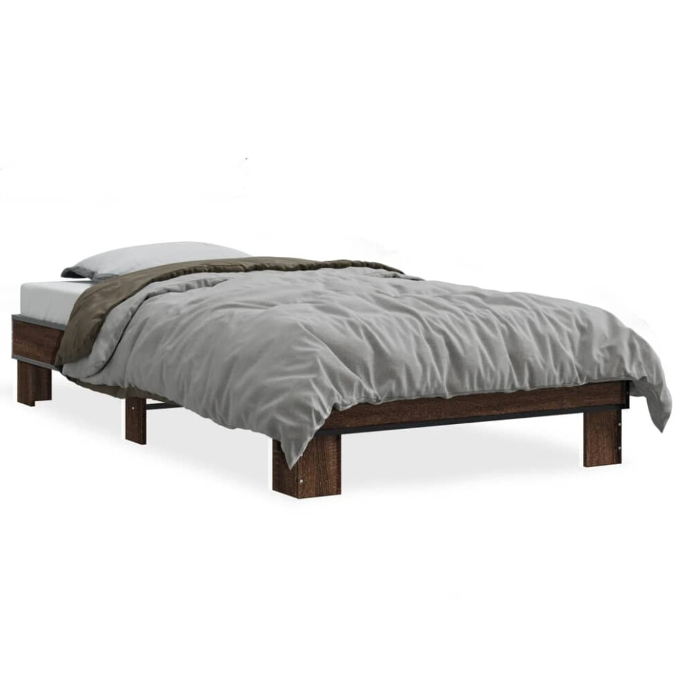 Vidaxl (Brown Oak, 90 X 190 Cm) Bed Frame Engineered Wood And Metal