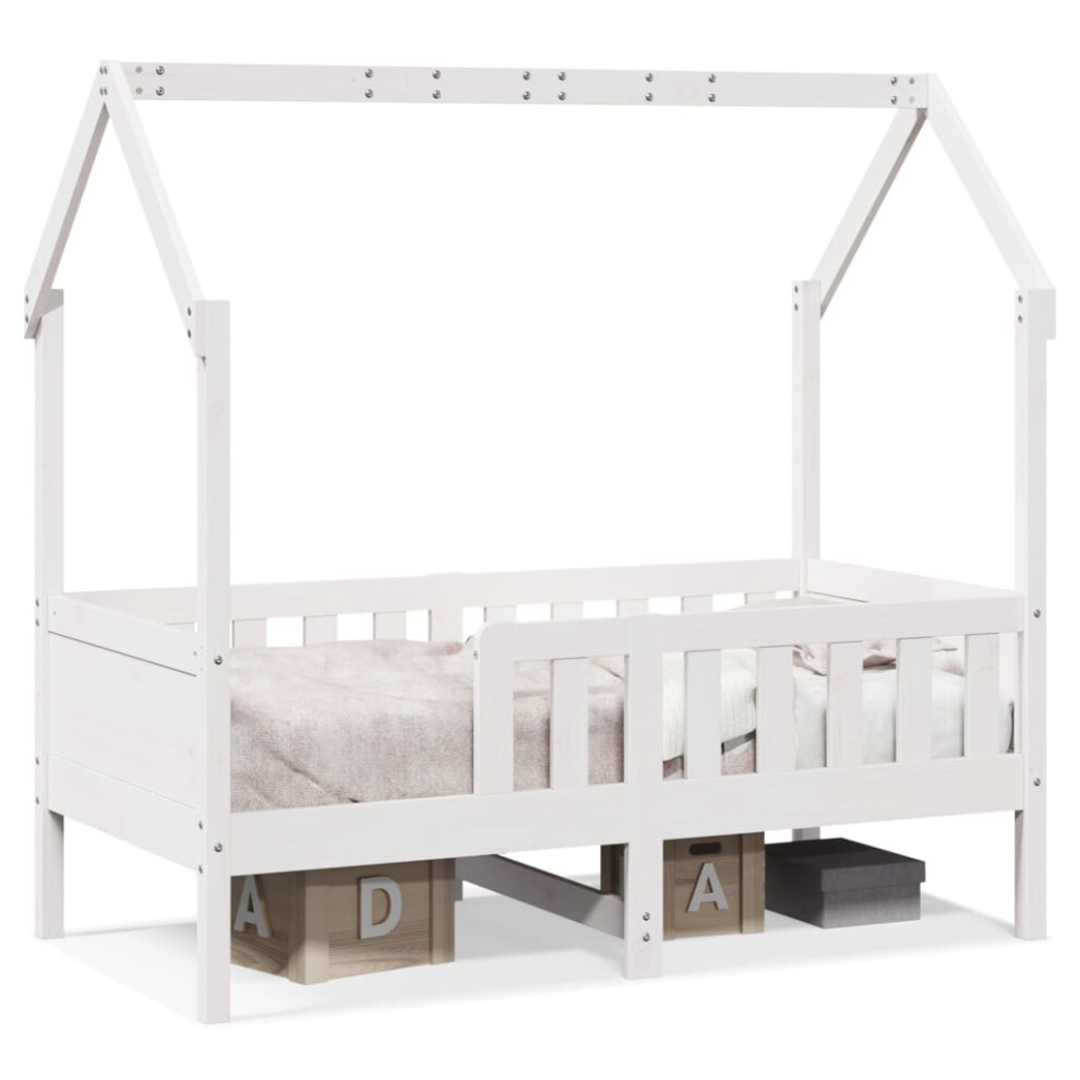 Vidaxl (White, 80 X 160 Cm) Kids' House Bed Frame Toddler Bed Base Children's Bed Solid Wood Pine