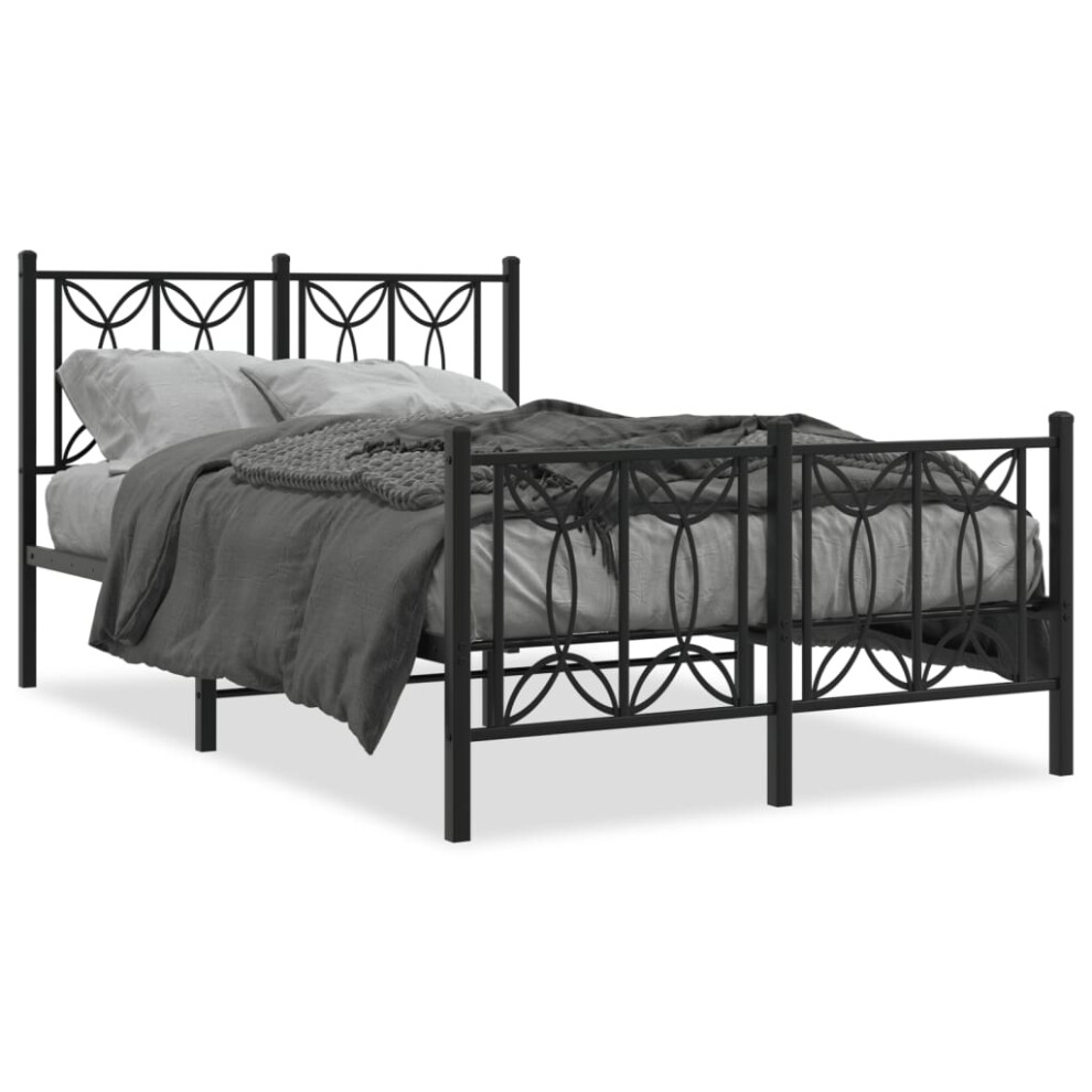 (black, 120 x 190 cm/ with headboard & footboard) vidaXL Metal Bed Frame with Headboard Home Bed Base Bedstead