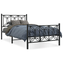 (black, 100 x 200 cm/ with headboard & footboard) vidaXL Metal Bed Frame with Headboard Home Bed Base Bedstead