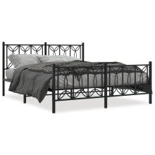 (black, 150 x 200 cm/ with headboard & footboard) vidaXL Metal Bed Frame with Headboard Home Bed Base Bedstead