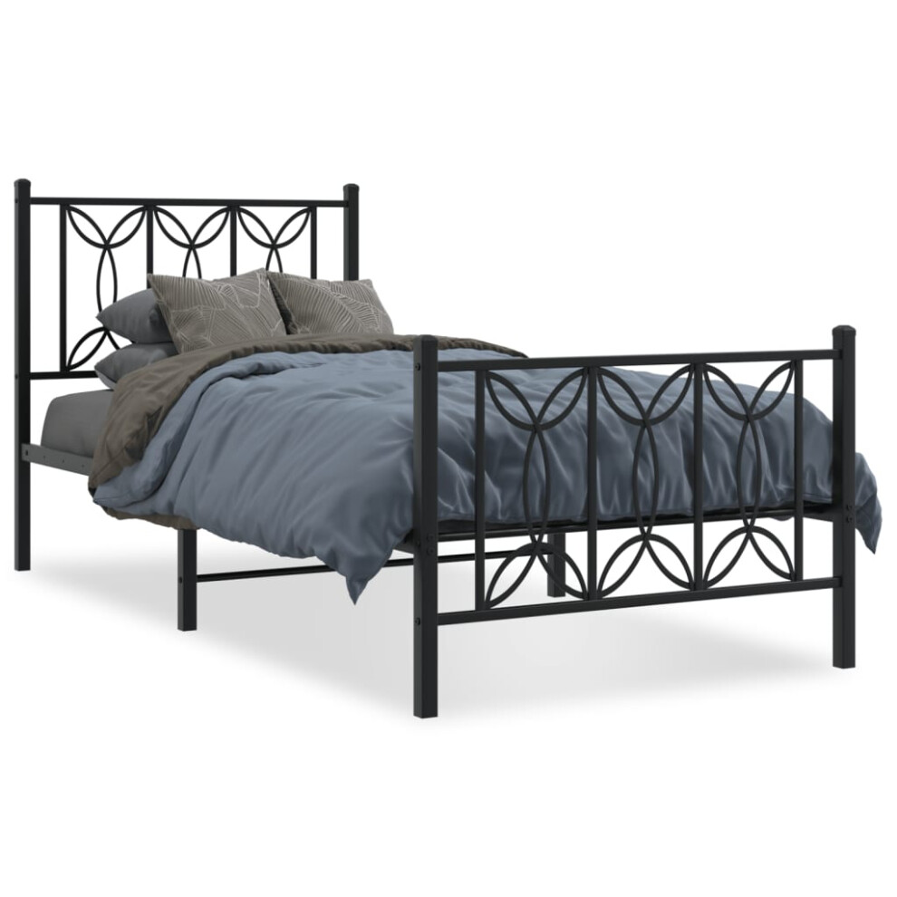 (black, 75 x 190 cm/ with headboard & footboard) vidaXL Metal Bed Frame with Headboard Home Bed Base Bedstead