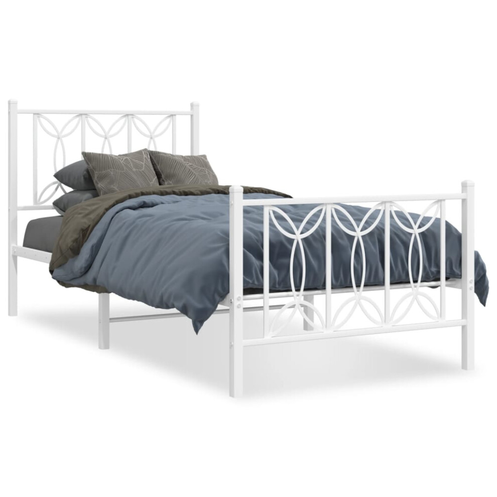 (white, 90 x 200 cm/ with headboard & footboard) vidaXL Metal Bed Frame with Headboard Home Bed Base Bedstead