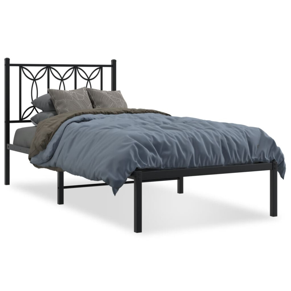 (black, 80 x 200 cm/ with headboard) vidaXL Metal Bed Frame with Headboard Home Bed Base Bedstead