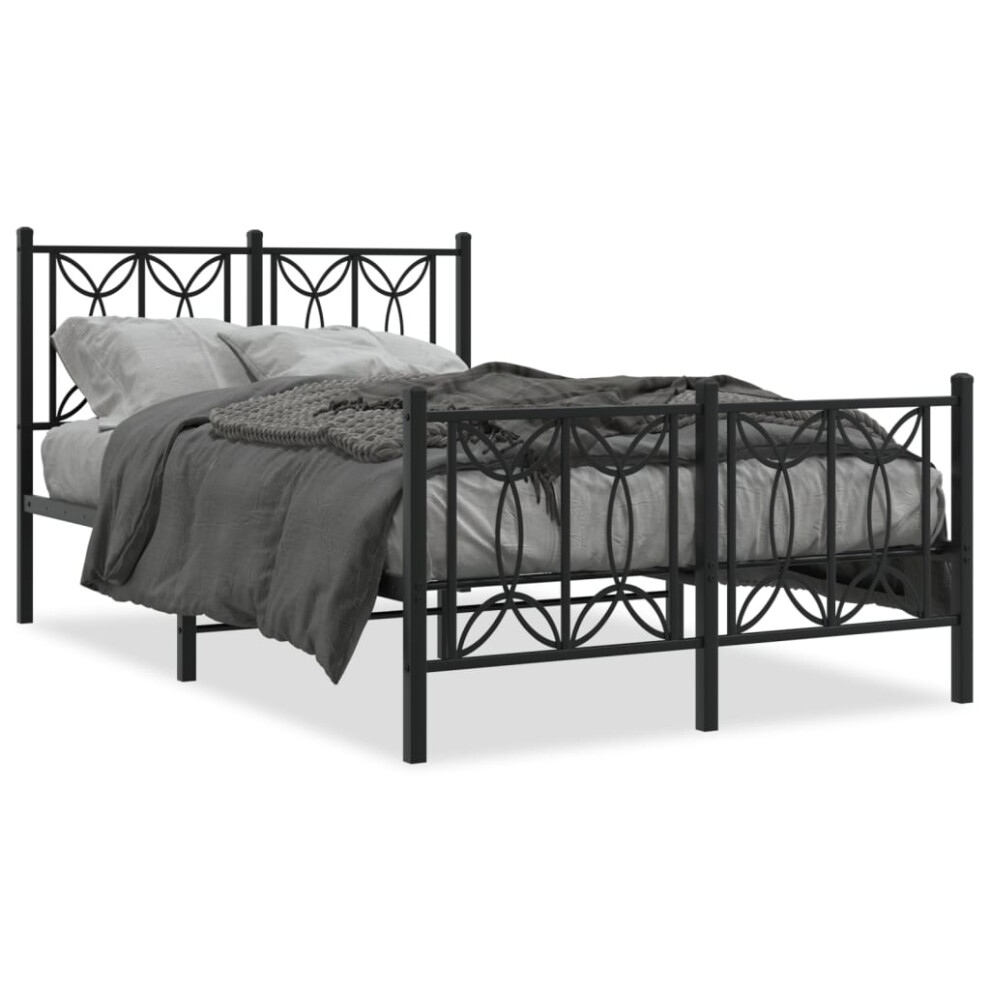 (black, 120 x 200 cm/ with headboard & footboard) vidaXL Metal Bed Frame with Headboard Home Bed Base Bedstead