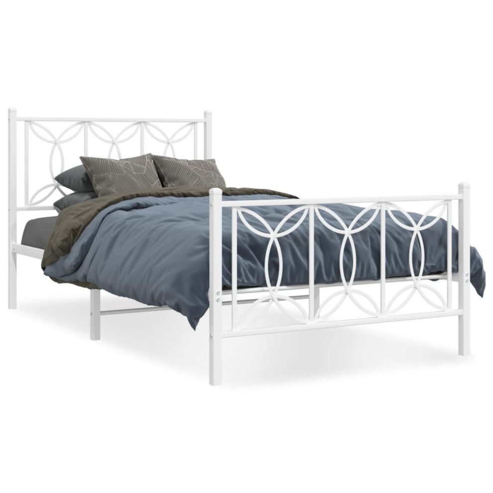 (white, 100 x 200 cm/ with headboard & footboard) vidaXL Metal Bed Frame with Headboard Home Bed Base Bedstead