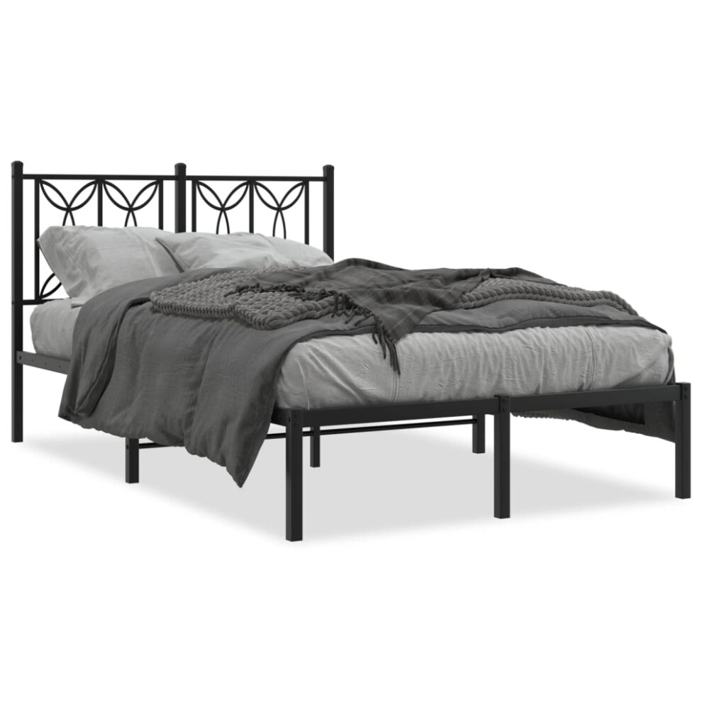 (black, 120 x 190 cm/ with headboard) vidaXL Metal Bed Frame with Headboard Home Bed Base Bedstead