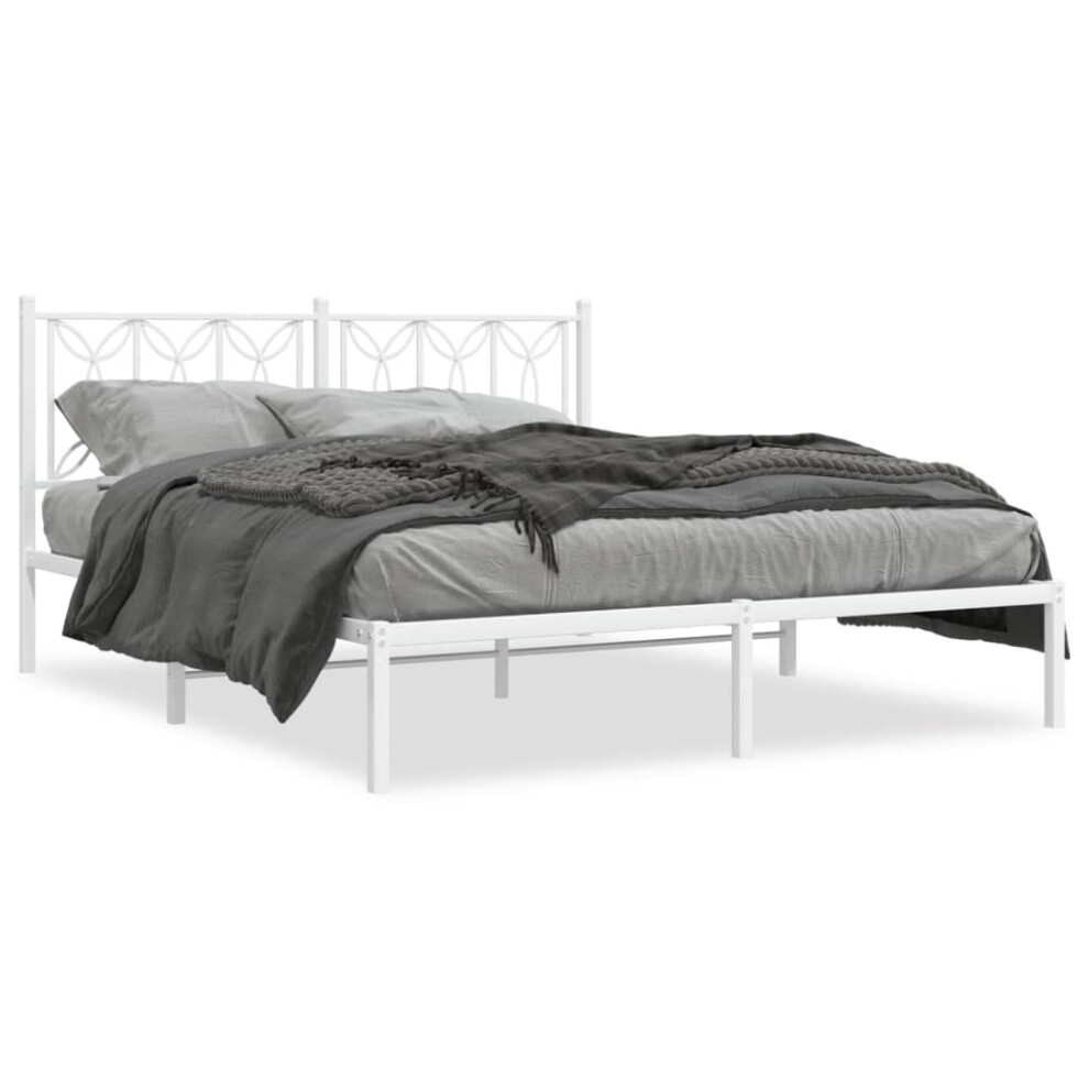 (white, 160 x 200 cm/ with headboard) vidaXL Metal Bed Frame with Headboard Home Bed Base Bedstead