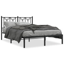 (black, 140 x 190 cm/ with headboard) vidaXL Metal Bed Frame with Headboard Home Bed Base Bedstead