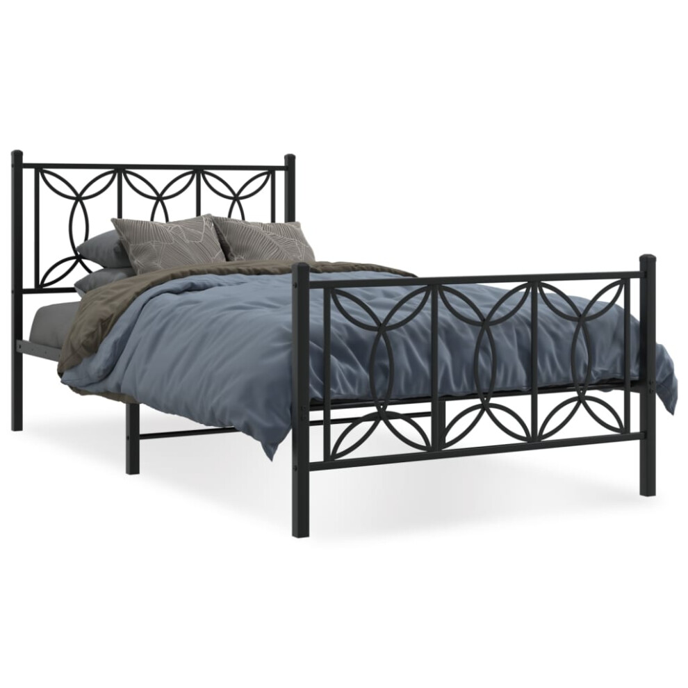 (black, 107 x 203 cm/ with headboard & footboard) vidaXL Metal Bed Frame with Headboard Home Bed Base Bedstead