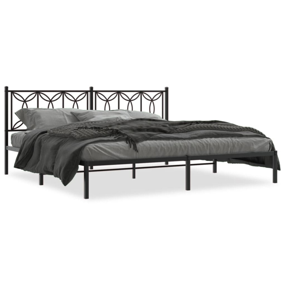 (black, 200 x 200 cm/ with headboard) vidaXL Metal Bed Frame with Headboard Home Bed Base Bedstead