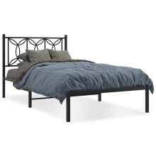 (black, 100 x 200 cm/ with headboard) vidaXL Metal Bed Frame with Headboard Home Bed Base Bedstead