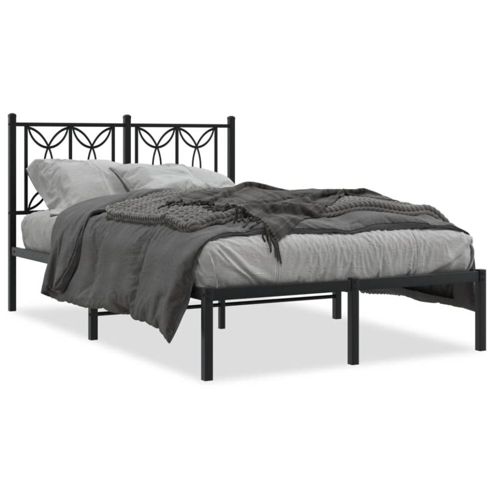 (black, 120 x 200 cm/ with headboard) vidaXL Metal Bed Frame with Headboard Home Bed Base Bedstead