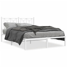 (white, 140 x 190 cm/ with headboard) vidaXL Metal Bed Frame with Headboard Home Bed Base Bedstead
