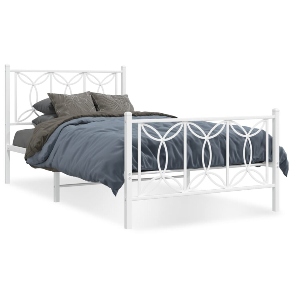 (white, 107 x 203 cm/ with headboard & footboard) vidaXL Metal Bed Frame with Headboard Home Bed Base Bedstead