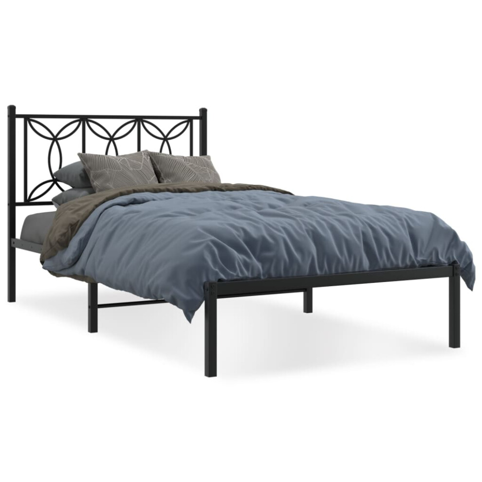 Vidaxl (Black, 107 X 203 Cm/ With Headboard) Metal Bed Frame With Headboard Home Bed Base Bedstead