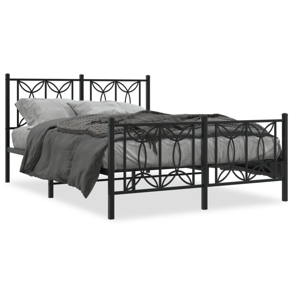 (black, 135 x 190 cm/ with headboard & footboard) vidaXL Metal Bed Frame with Headboard Home Bed Base Bedstead