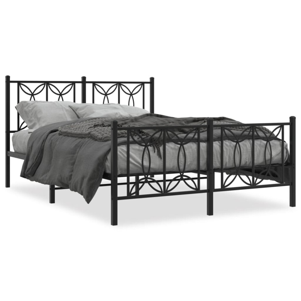 (black, 140 x 200 cm/ with headboard & footboard) vidaXL Metal Bed Frame with Headboard Home Bed Base Bedstead