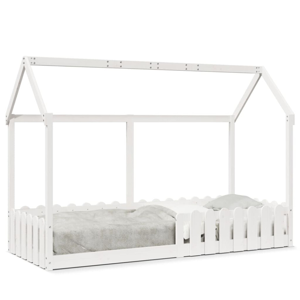 Vidaxl (White, 80 X 200 Cm) Kids' House Bed Frame Home Bedstead Children Bed Base Solid Wood Pine