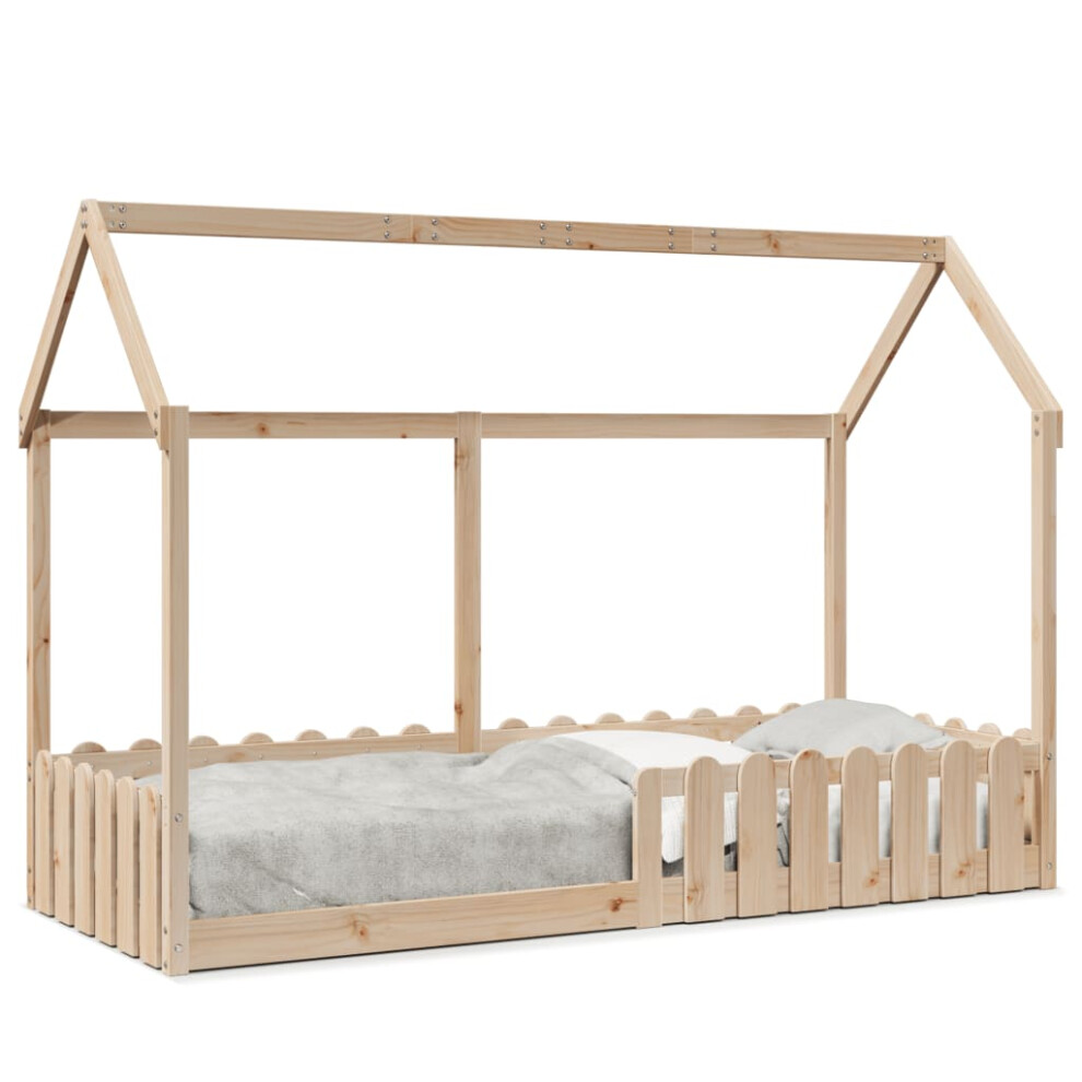 Vidaxl (Natural, 80 X 200 Cm) Kids' House Bed Frame Home Bedstead Children Bed Base Solid Wood Pine