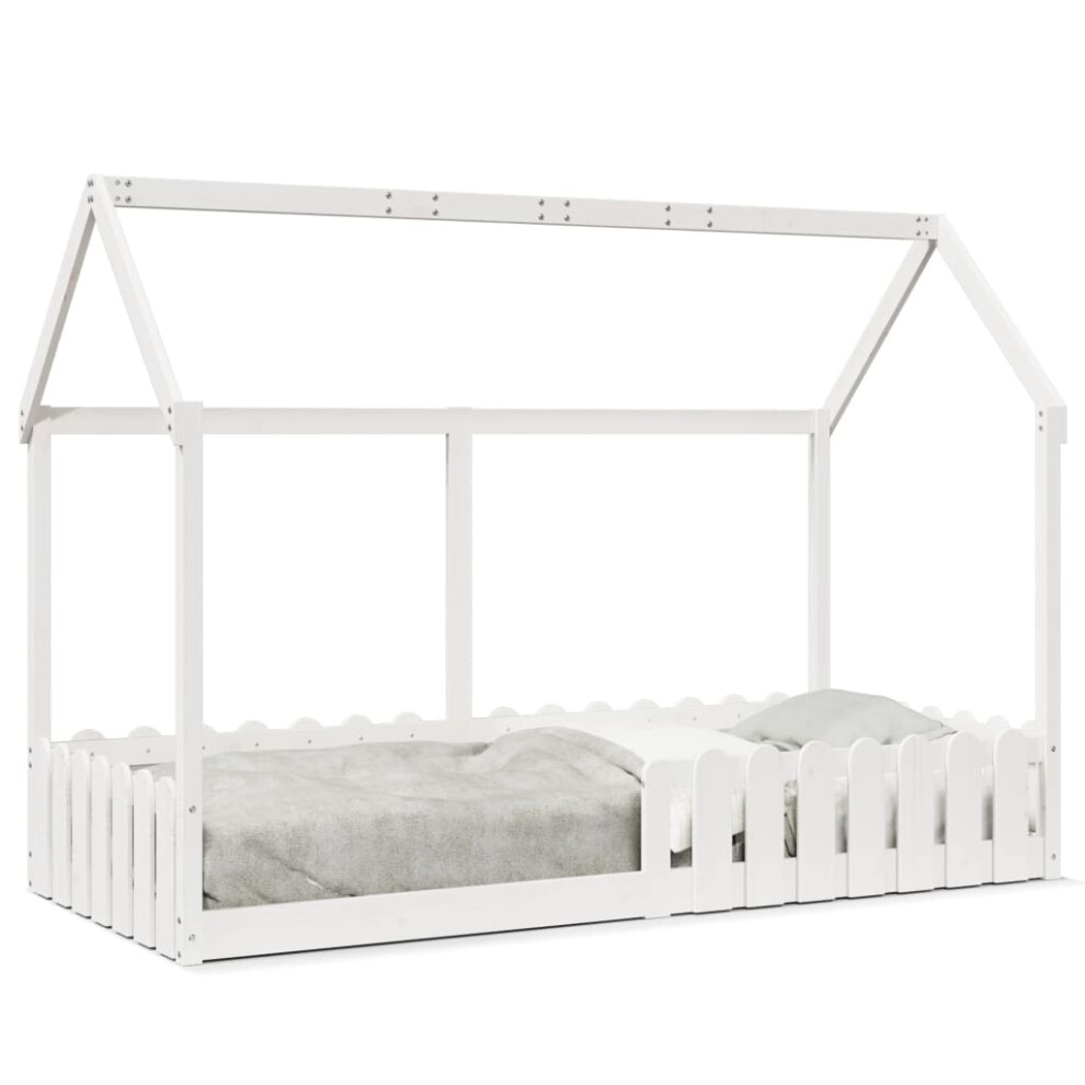 Vidaxl (White, 90 X 190 Cm) Kids' House Bed Frame Home Bedstead Children Bed Base Solid Wood Pine