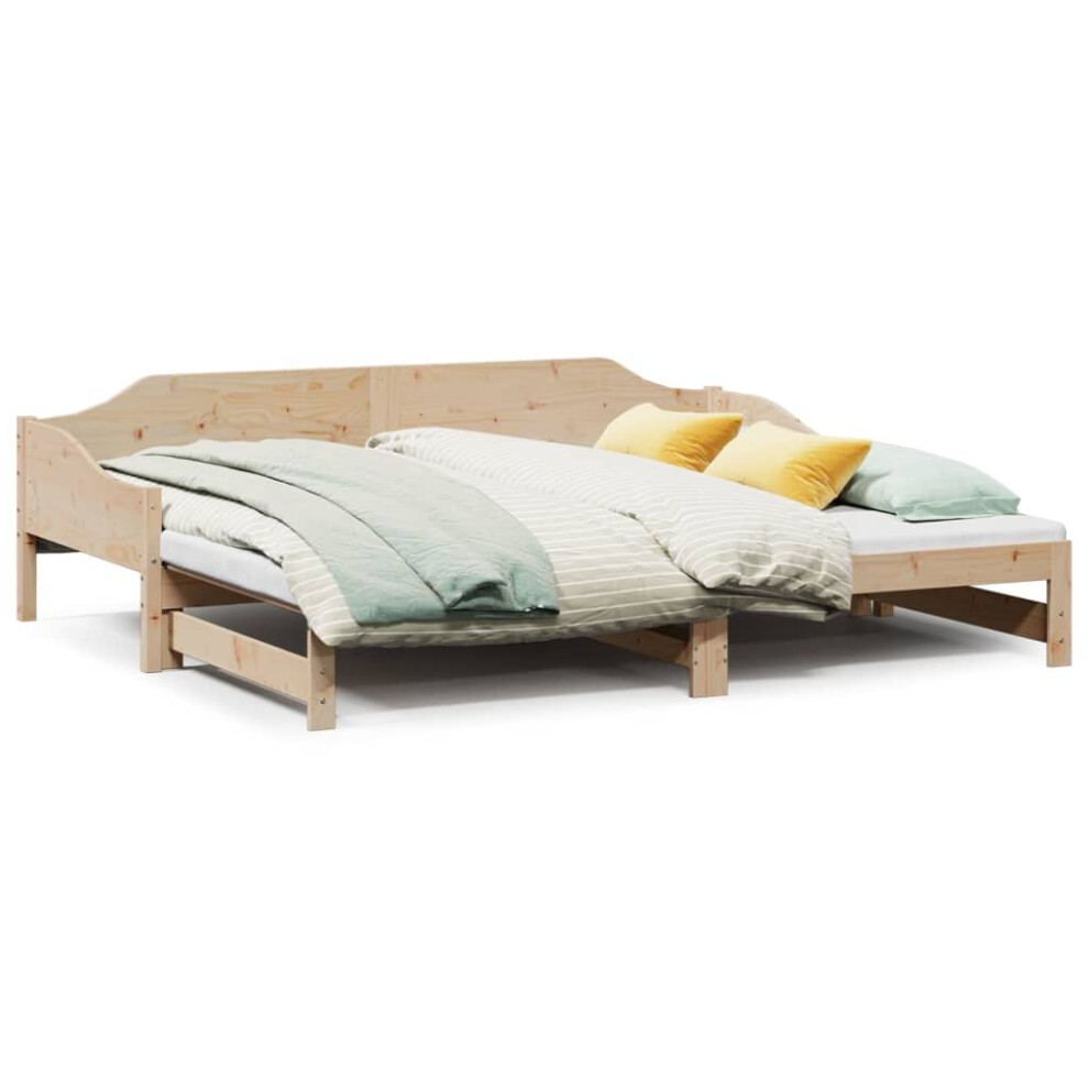 (natural, 80 x 200 cm) vidaXL Daybed with Trundle Sofa Bed Couch Guest Bed Sofa Wax Solid Wood Pine