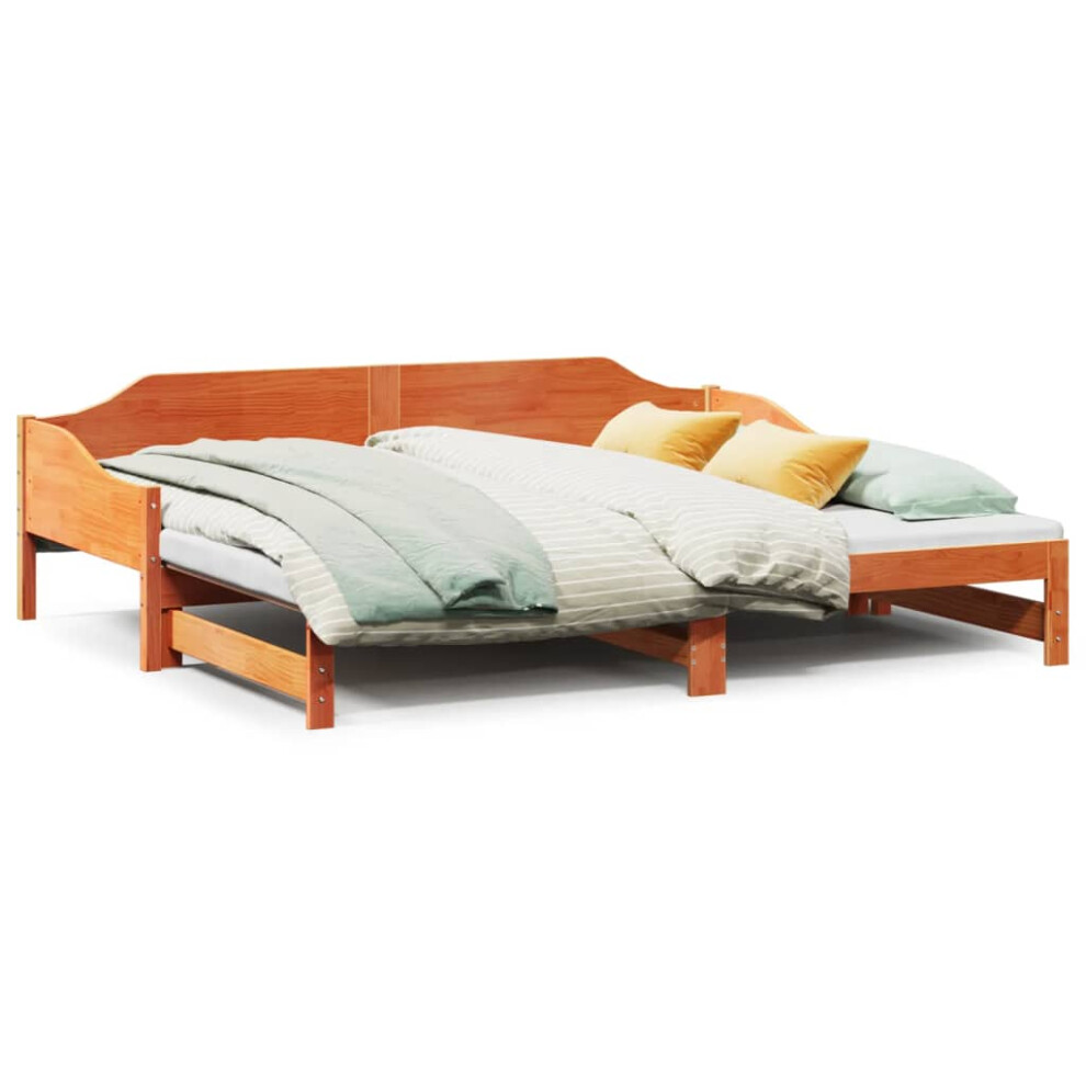 Vidaxl (Wax Brown, 80 X 200 Cm) Daybed With Trundle Sofa Bed Couch Guest Bed Sofa Wax Solid Wood Pine