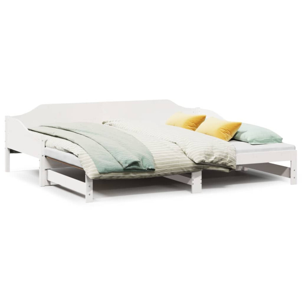 Vidaxl (White, 90 X 200 Cm) Daybed With Trundle Sofa Bed Couch Guest Bed Sofa Wax Solid Wood Pine