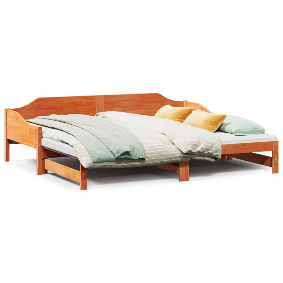 Vidaxl (Wax Brown, 90 X 200 Cm) Daybed With Trundle Sofa Bed Couch Guest Bed Sofa Wax Solid Wood Pine