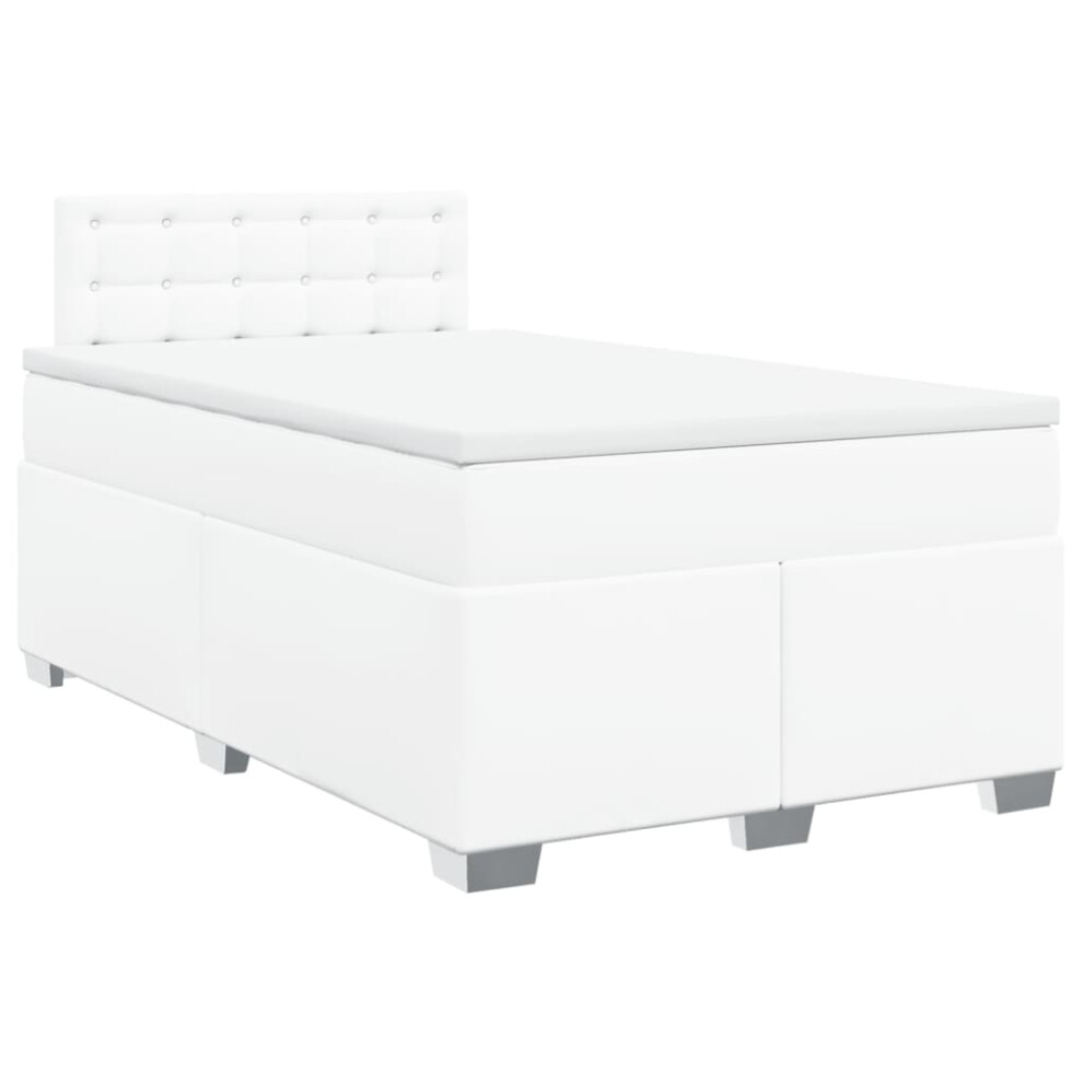 (white, 120 x 190 cm) vidaXL Box Spring Bed with Mattress Bedroom Bed Frame Bed Base Faux Leather