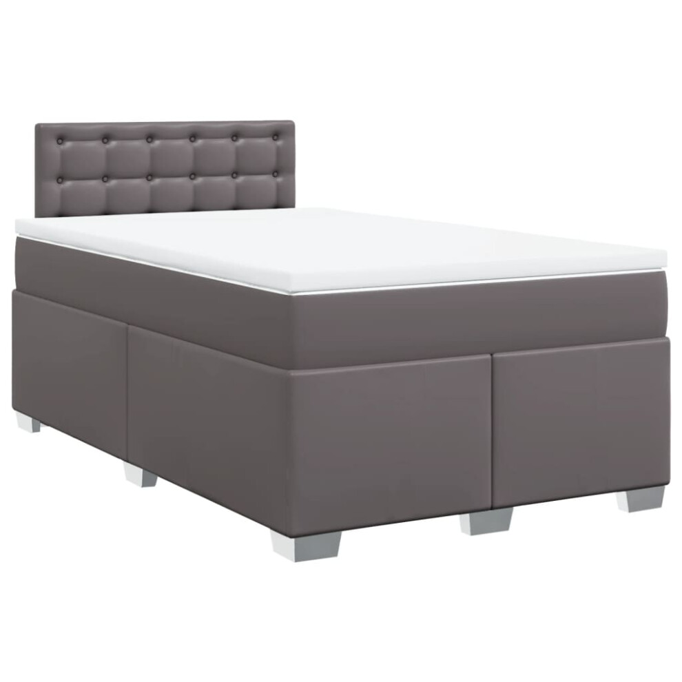 (grey, 120 x 190 cm) vidaXL Box Spring Bed with Mattress Bedroom Bed Frame Bed Base Faux Leather