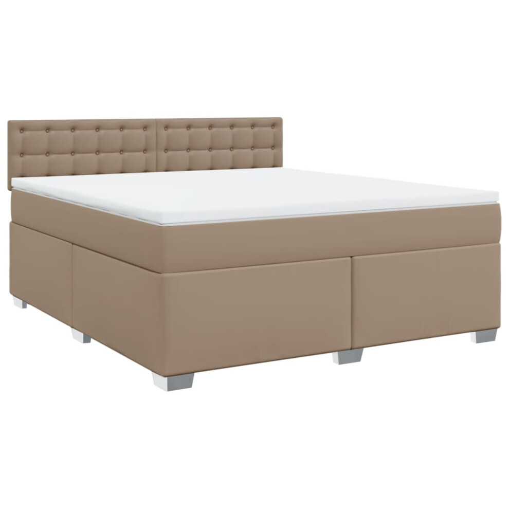 (cappuccino, 180 x 200 cm) vidaXL Box Spring Bed with Mattress Bedroom Bed Frame Bed Base Faux Leather